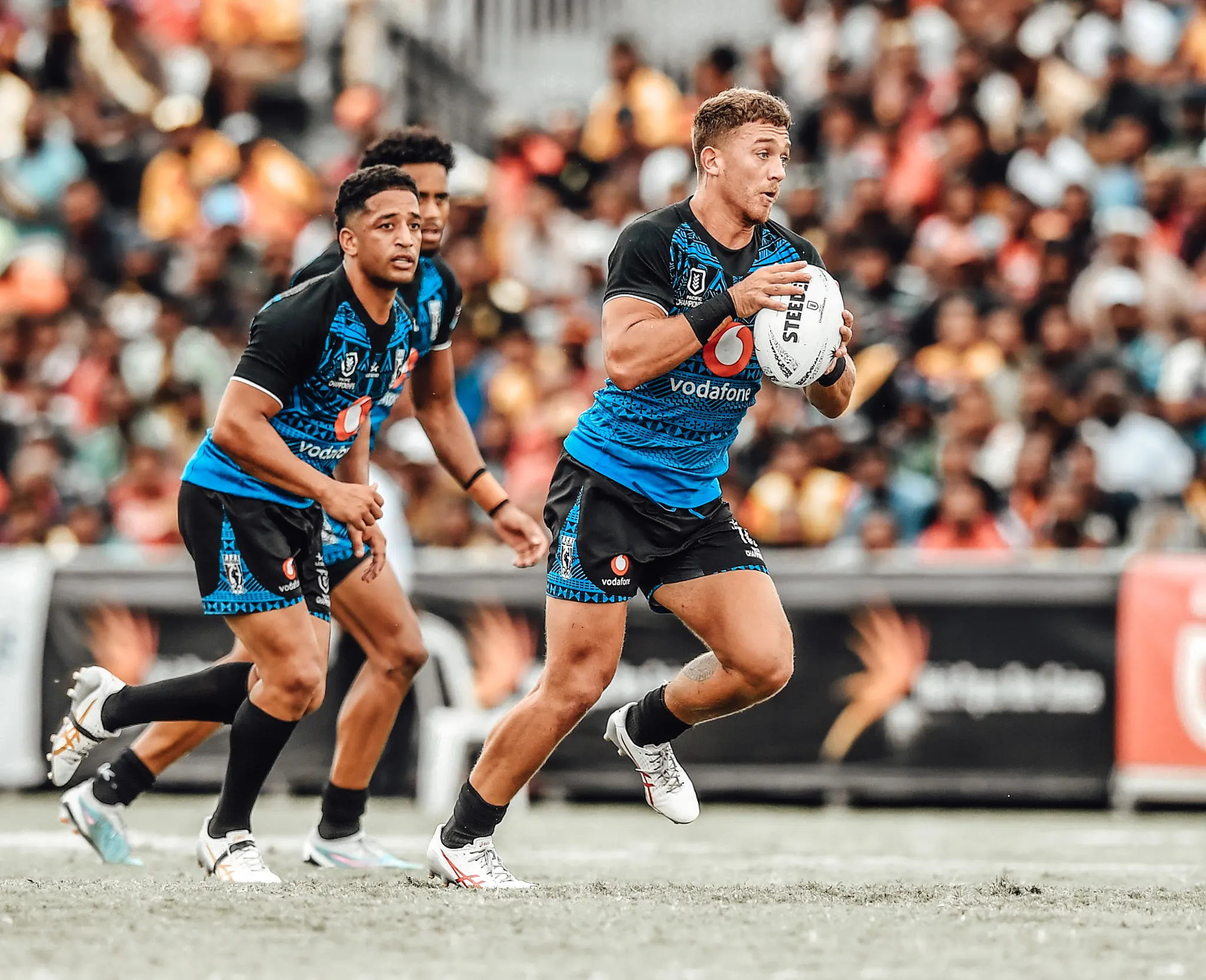 Rugby Action: Fiji Bati in Their Jerseys