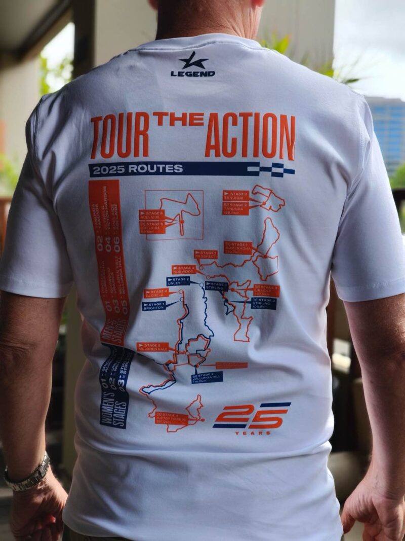 2025 Santos Tour Down Under Race Stages T-Shirt - 25 years collection - Image 3