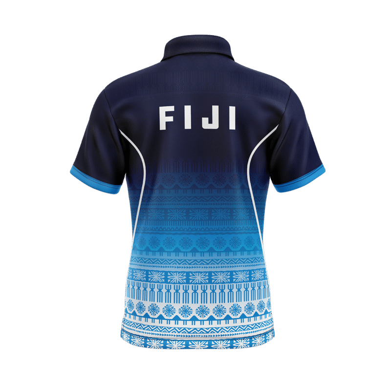 Team Fiji Performance Polo Shirt – Navy to Blue Fade - Image 2