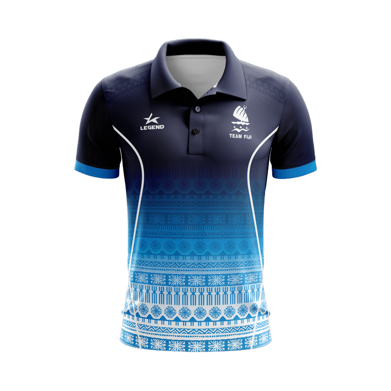 Team Fiji Performance Polo Shirt – Navy to Blue Fade