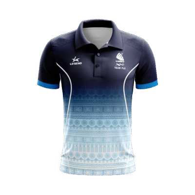 Team Fiji Performance Polo – Light Blue Fade