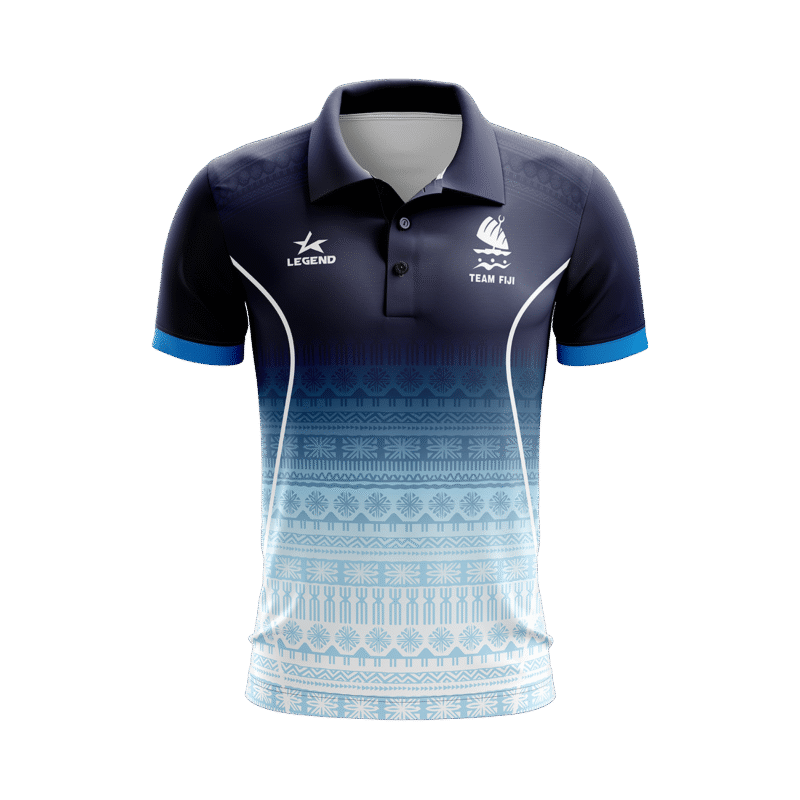 Team Fiji Performance Polo – Light Blue Fade