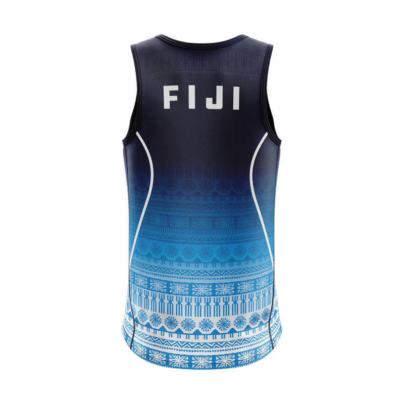 Team Fiji Sublimated Singlet – Navy to Blue Fade - Image 2