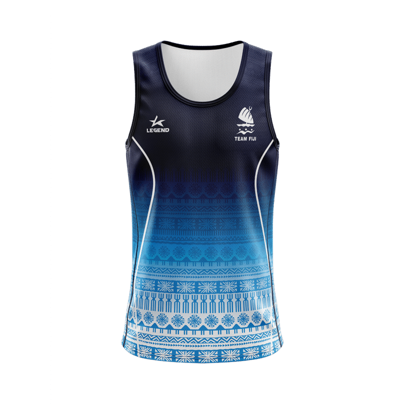 Team Fiji Sublimated Singlet – Navy to Blue Fade