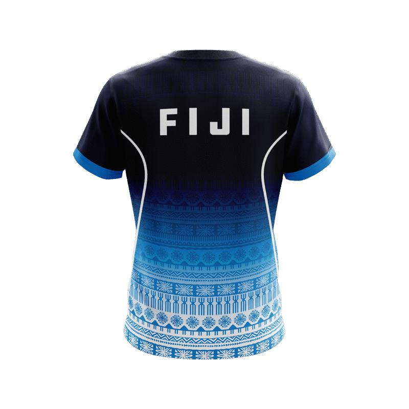Team Fiji Sublimated T-Shirt – Navy to Blue Fade - Image 2