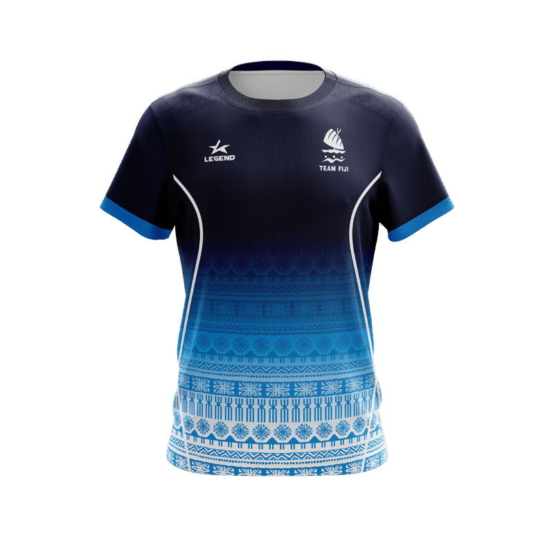 Team Fiji Sublimated T-Shirt – Navy to Blue Fade